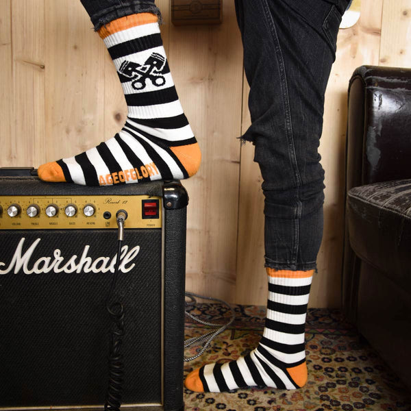 Chaussettes Stripes Black Off-White Orange