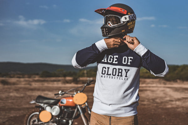 College LS Tee Bleu Marine - Blanc