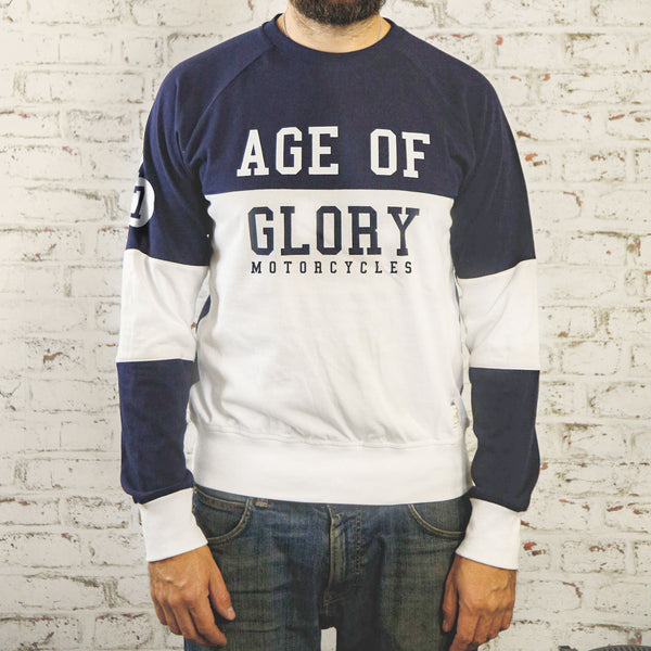 College LS Tee Bleu Marine - Blanc