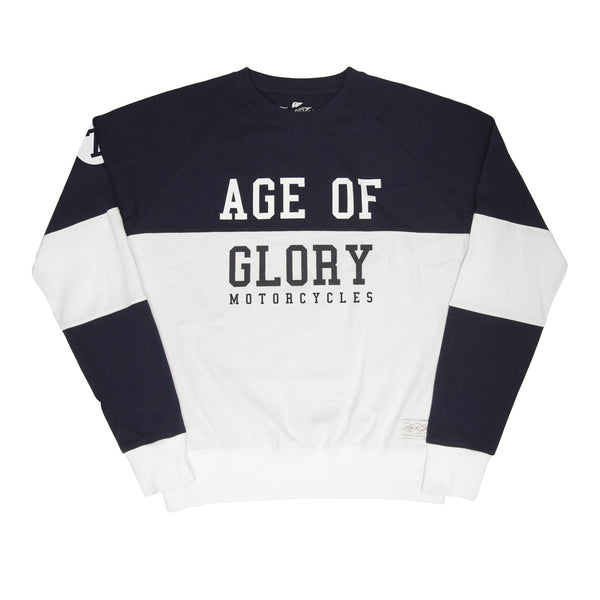College LS Tee Bleu Marine - Blanc