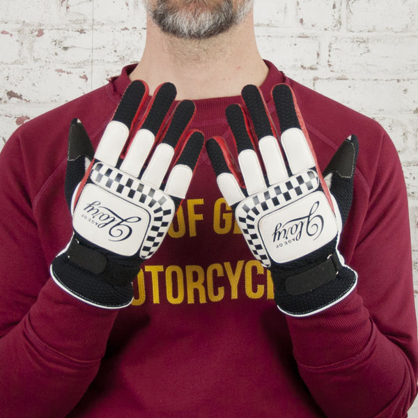 Gants Dirt Track White Black Red