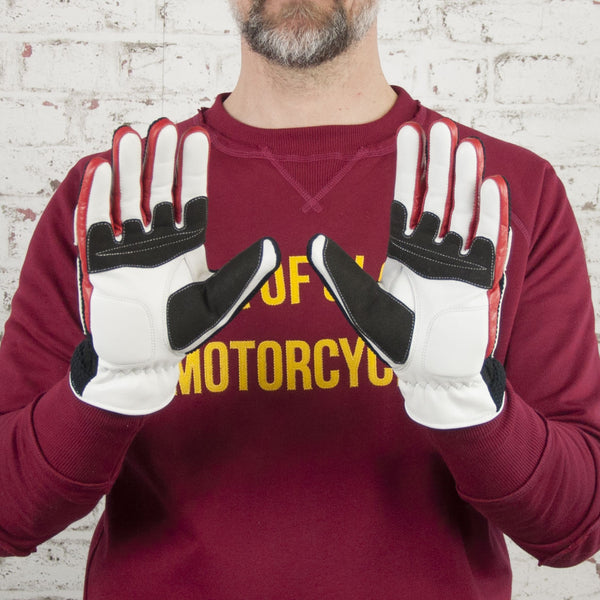 Gants Dirt Track White Black Red