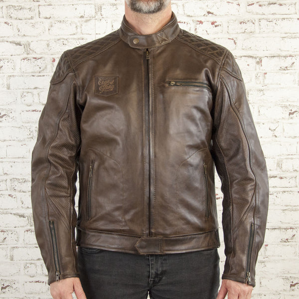 Blouson cuir moto Rogue marron