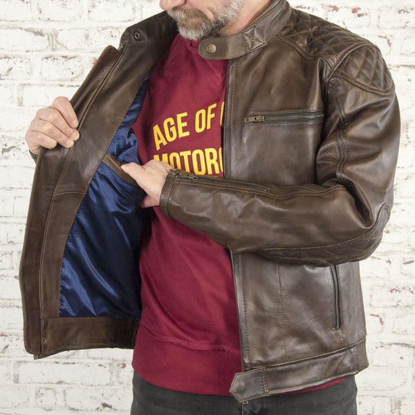 Blouson cuir moto Rogue marron