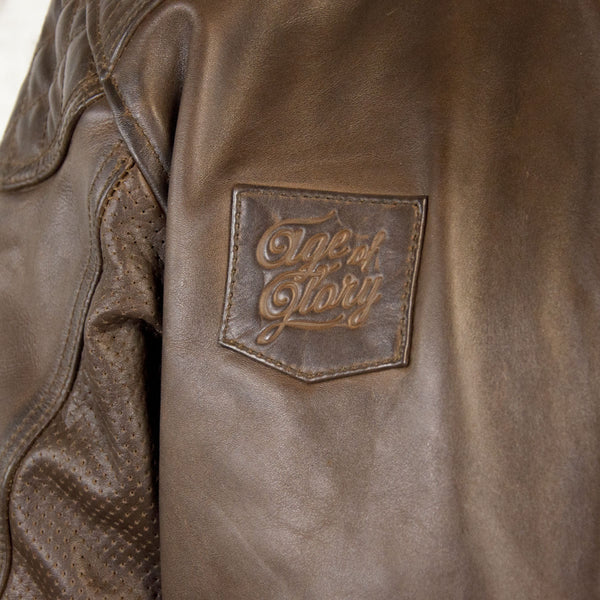 Blouson cuir moto Rogue marron