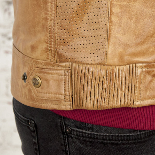 Blouson cuir moto Rogue camel