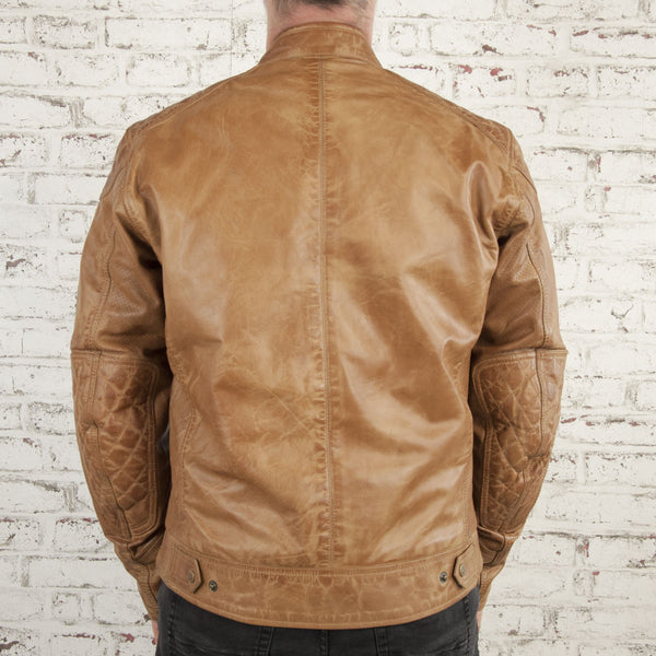 Blouson cuir moto Rogue camel