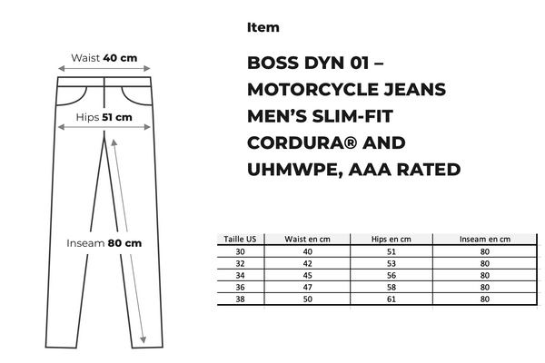 BOSS DYN 01 - Pantalon moto couple slim homologuée AAA