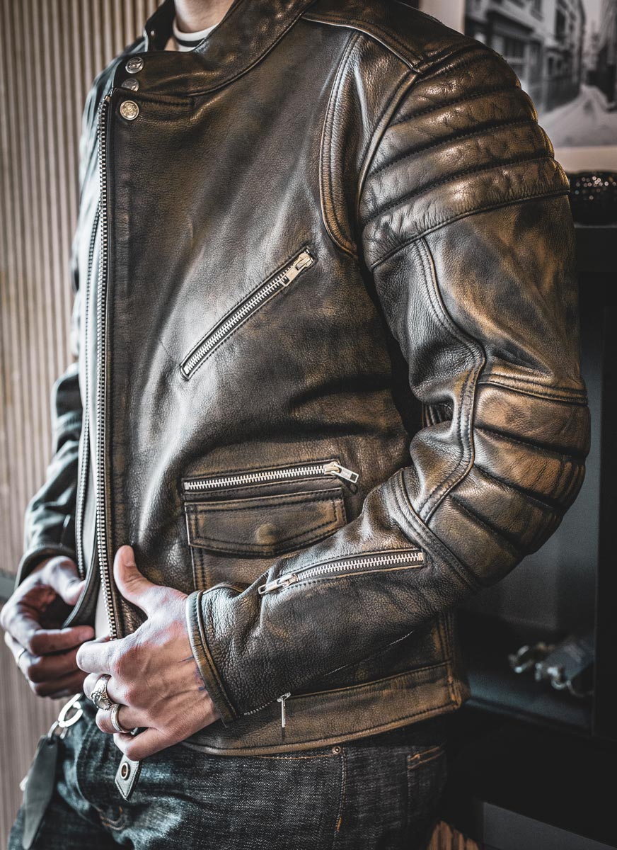 Motard Veste Moto En Cuir Homme Blouson Moto Cuir, Veste Motard