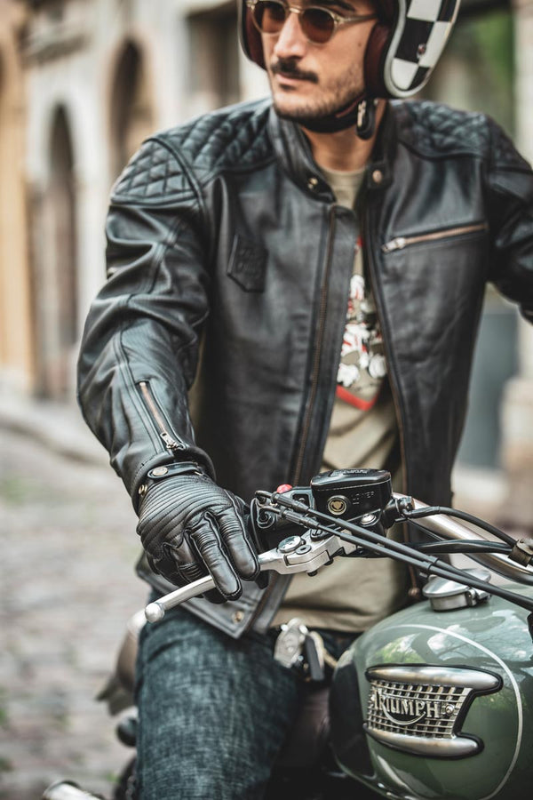 Blouson cuir moto Rogue noir