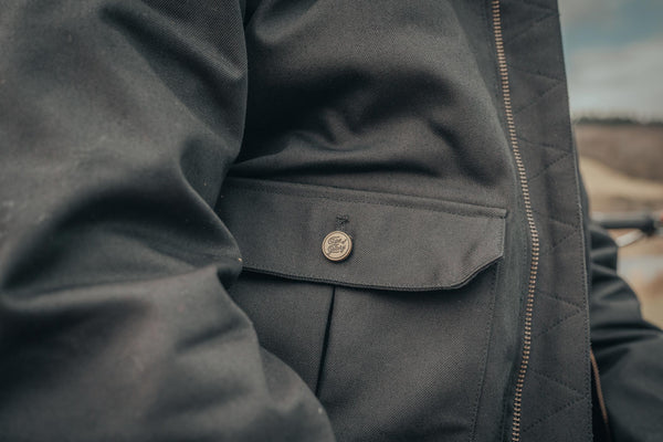 Blouson moto Cockpit en toile noir