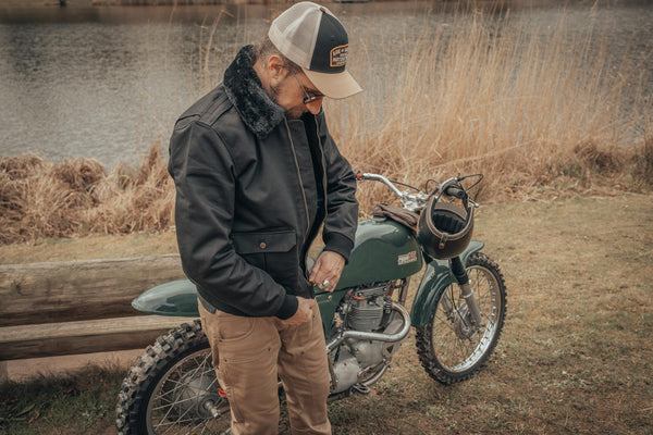 Blouson moto Cockpit en toile noir