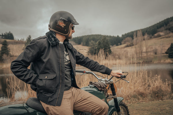 Blouson moto Cockpit en toile noir