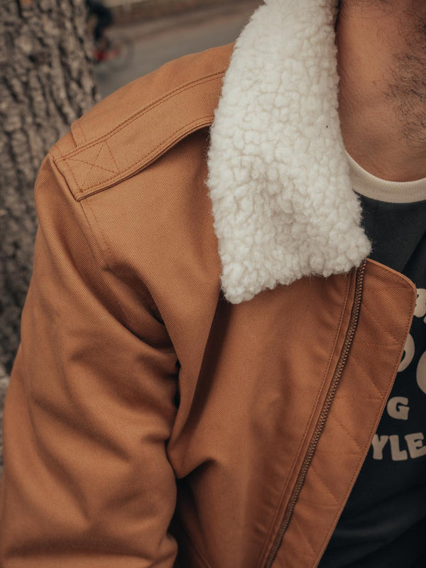 Blouson moto Cockpit en toile caramel