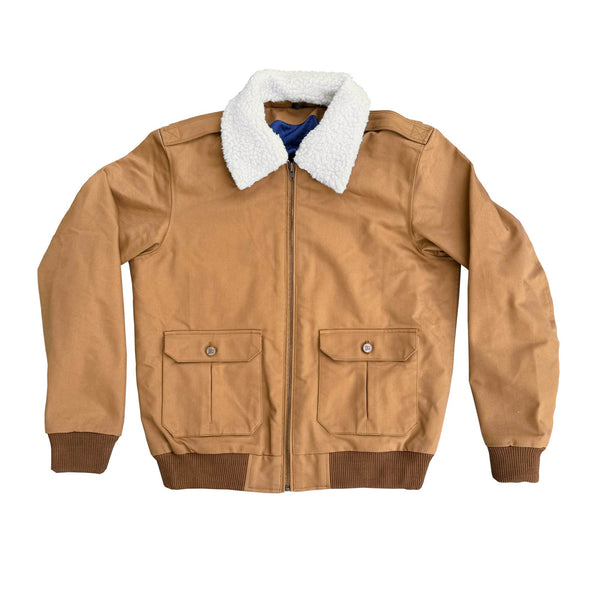 Blouson moto Cockpit en toile caramel