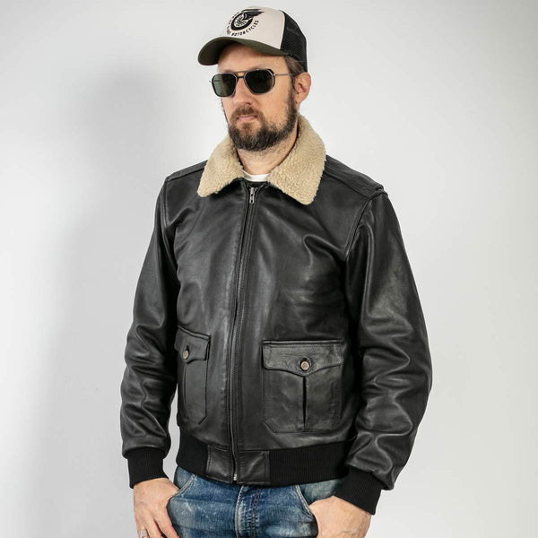 Blouson cuir moto Cockpit noir