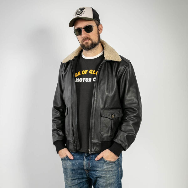 Blouson cuir moto Cockpit noir