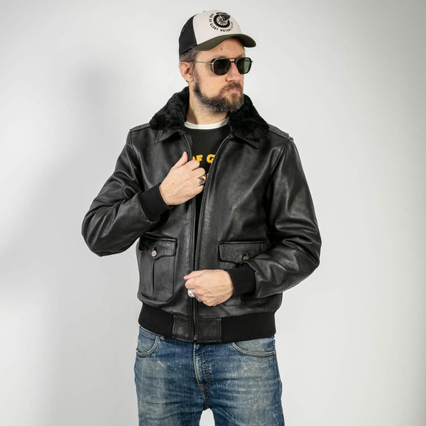 Blouson cuir moto Cockpit noir