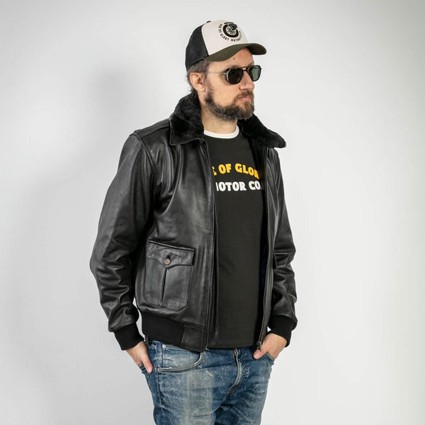 Blouson cuir moto Cockpit noir