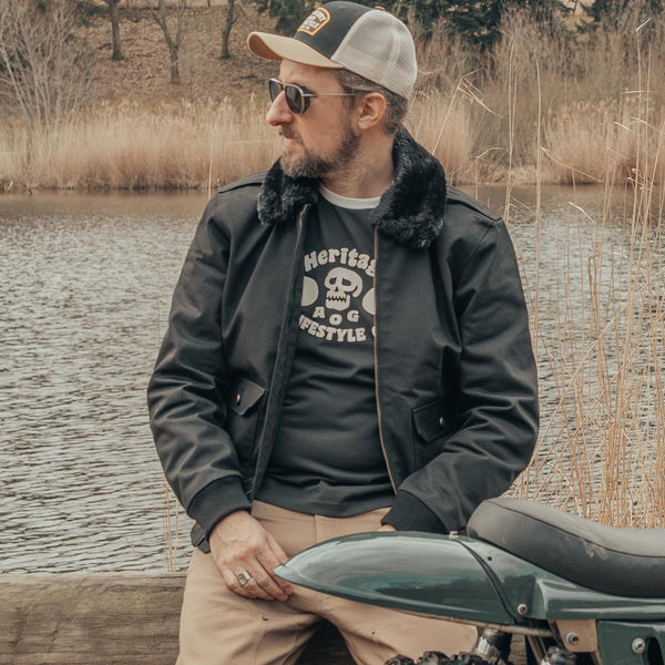 Blouson moto Cockpit en toile noir