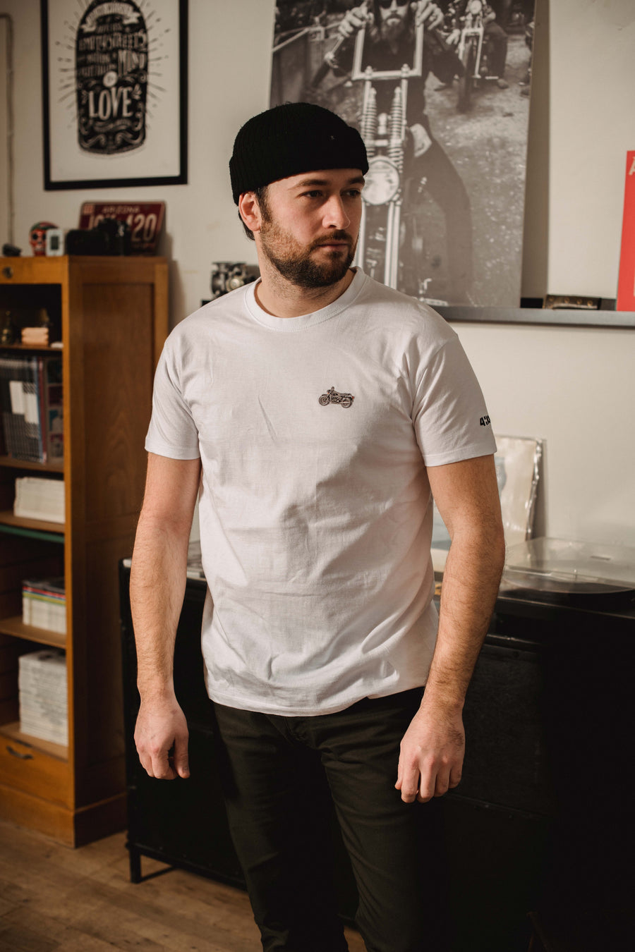 Tee-shirt 4h10 MOTO CLASSIC blanc