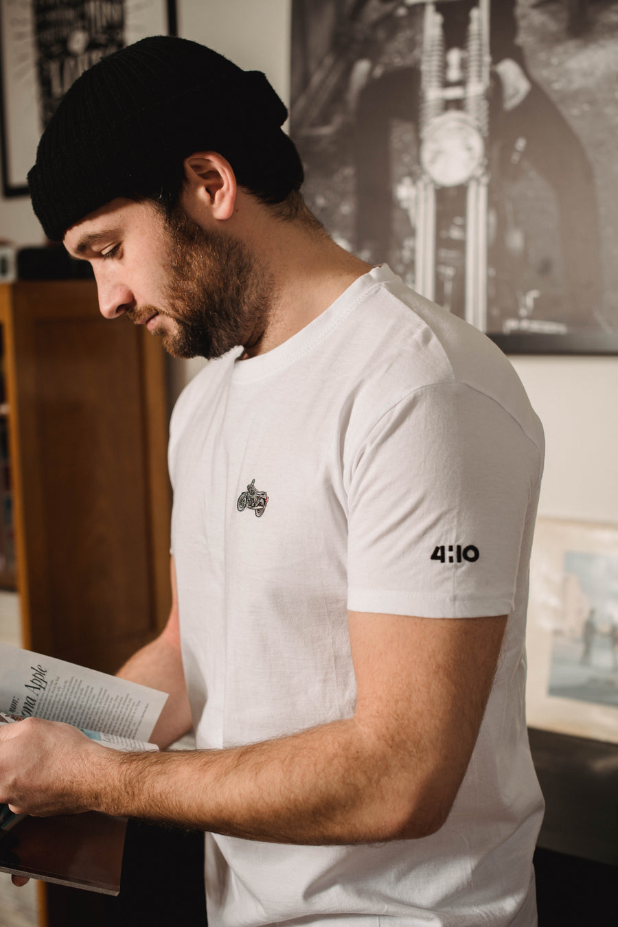 Tee-shirt 4h10 MOTO CLASSIC blanc