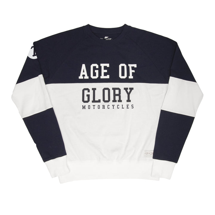 College LS Tee Bleu Marine - Blanc