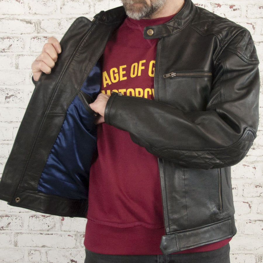 Blouson cuir moto Rogue noir